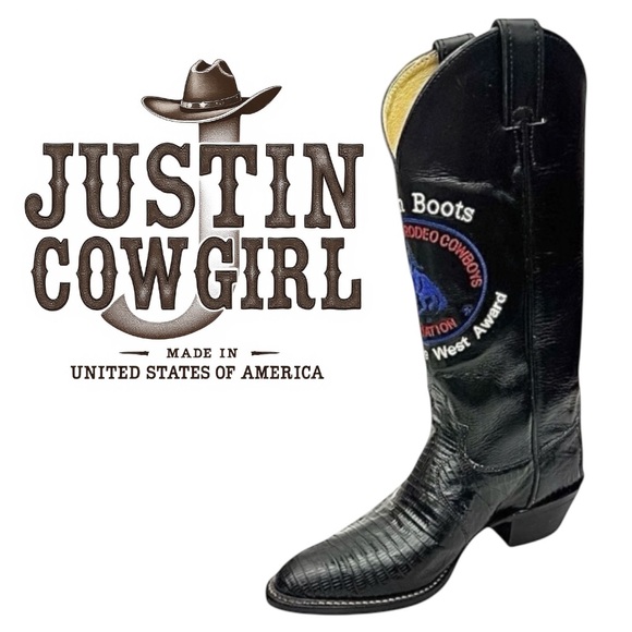 Justin Women’s Professional Rodeo Cowboy Boots Leather-Lizard USA Size 7 B USA - Picture 1 of 12